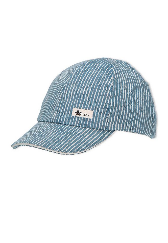 Sterntaler® Beanie Baseball-Cap (1-St) Baseball-Cap - Basecap in Mittelblau mit weißen Streifen - Cap für Kinder gestreifte Cappie mit elastischem Gummizug und UV-Schutz 15+ von Sterntaler®