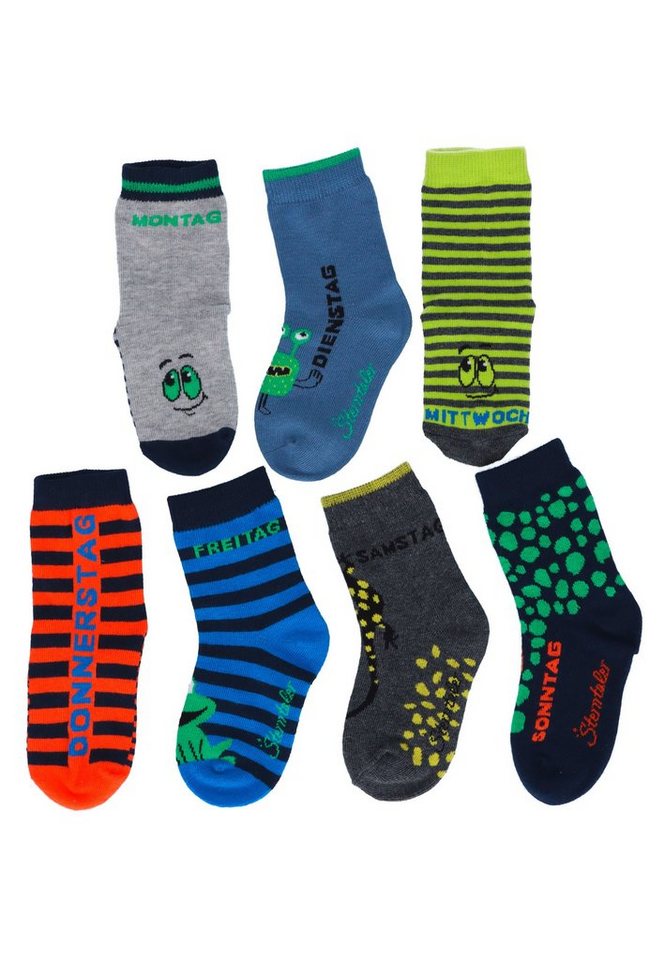 Sterntaler® Feinsöckchen Socken 7er-Box Wochentage (7-Paar, 7er-Pack) 7 Paar Jungensöckchen mit Wochentag-Motiven in Geschenkbox von Sterntaler®