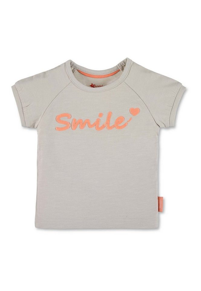 Sterntaler® Kurzarmshirt Kurzarm-Shirt (1-tlg) Baby Shirt - Kurzarmshirt Kinder - Kurzarm-Shirt Grau aus Jersey mit Glitzerdruck 'Smile' - T-Shirt Kinder in weitem Raglanschnitt mit komfortabler Halsöffnung von Sterntaler®