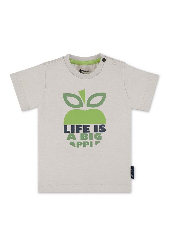 Sterntaler® Kurzarmshirt Kurzarm-Shirt (1-tlg) Baby Shirt - Kurzarmshirt Kinder - Kurzarm-Shirt mit Druck 'Apple' in Lichtgrau - T-Shirt Kinder aus Singlejersey und Schulterknöpfung auf der linken Seite von Sterntaler®