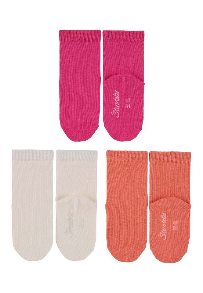 Sterntaler® Socken Söckchen 3er-Pack uni (3-Paar) Söckchen - Babysöckchen 3er-Pack uni, Marine oder Pink - Kindersöckchen, Basic Kindersocken mit hohem Baumwollanteil, vielseitig und robust - Söckchen Sommer von Sterntaler®