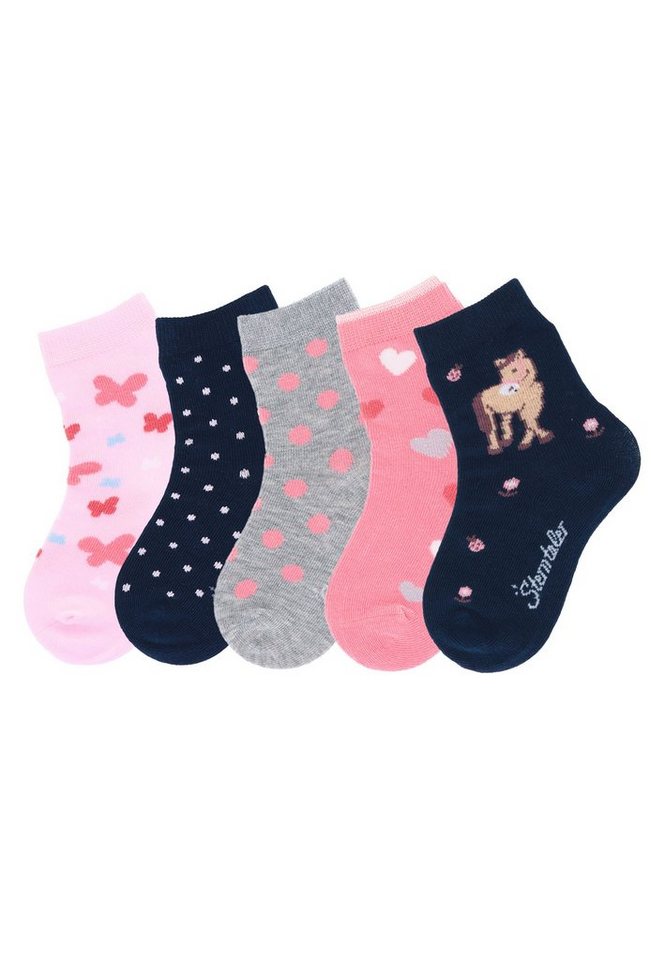 Sterntaler® Socken Söckchen 5er-Pack Punkte (5-Paar) Söckchen - Babysöckchen - Kindersöckchen - Kindersocken mit den Motiven Schmetterlinge", "Herzen", "Punkte" und "Pferd" - verschieden farbig gemustert Söckchen Winter Sommer" von Sterntaler®