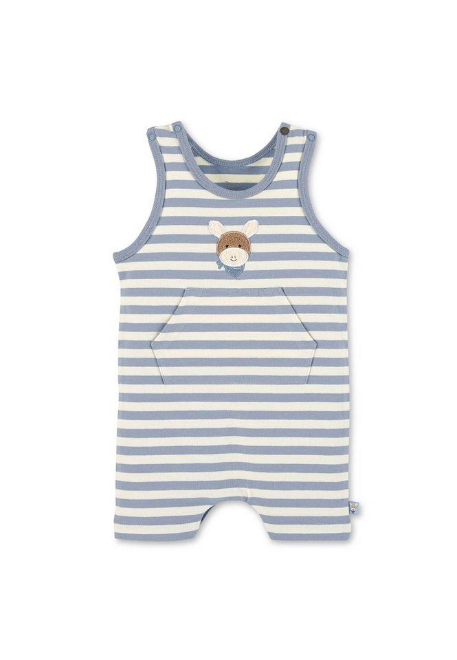 Sterntaler® Spieler GOTS Playsuit Esel Emmi (1-tlg., Baby Body Kurzarm gestreift, Strampelanzug Baby) GOTS Einteiler aus Singlejersey, Strampler mit Känguru Taschen vorn von Sterntaler®