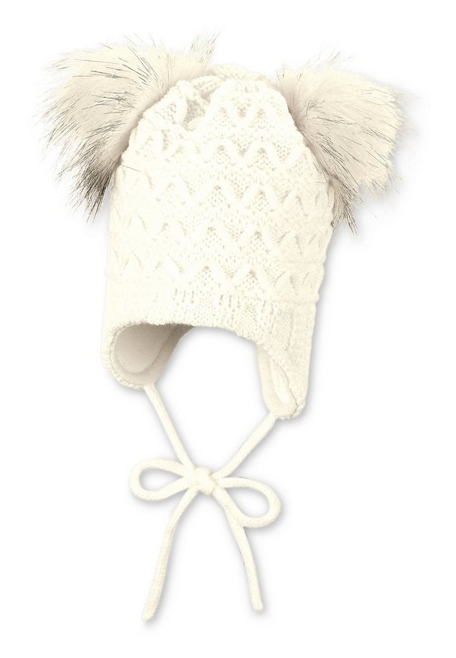 Sterntaler® Strickmütze Strickmütze (1-St., Strick Beanie für Kinder gefüttert mit Fleece ideal für kalte Tage) Mütze mit Kunstfell-Pompon gefüttert mit Fleece von Sterntaler®