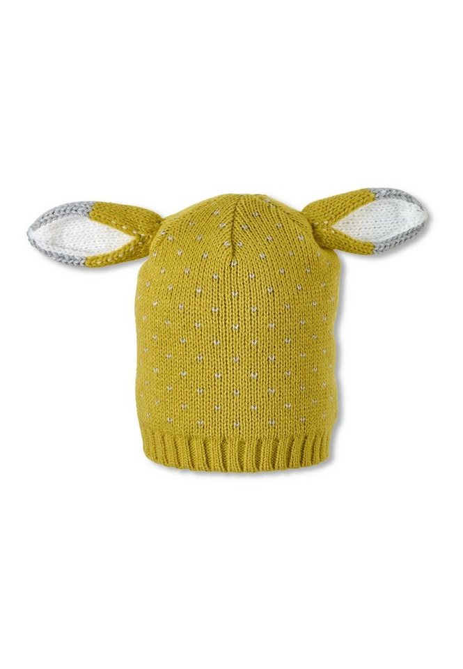 Sterntaler® Strickmütze Strickmütze (1-St., Strick Beanie für Kinder unifarben ideal für kalte Tage) Babymütze mit Fuchsöhrchen und Punkten von Sterntaler®