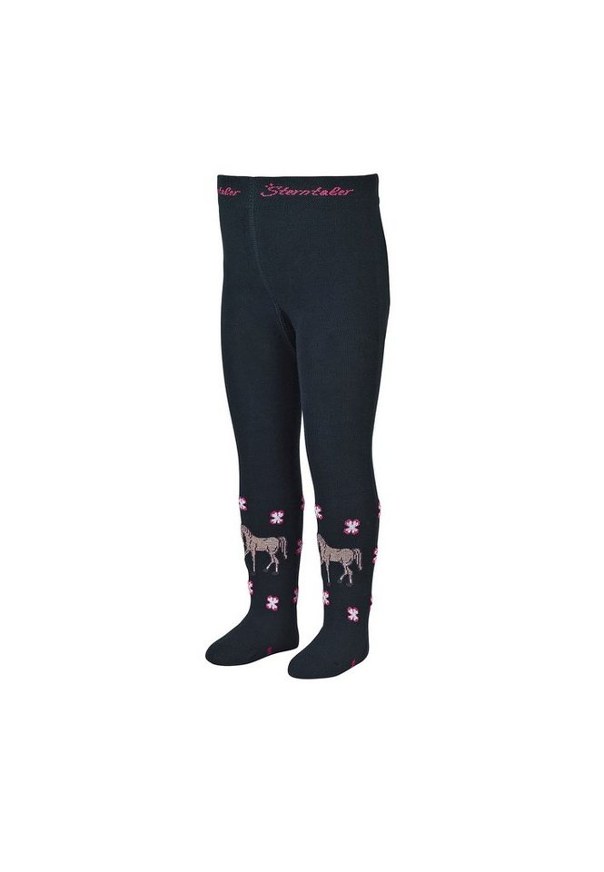 Sterntaler® Strumpfhose Strumpfhose Pferd 100 DEN (1 St) Strumpfhose Pferd - Winterstrumpfhose Schwarz Pink - Babystrumpfhose, Strumpfhose Pferdchen - Kinderstrumpfhose mit Pferde-Muster - gemustert Winter Strumpfhosen mit Vollplüsch - Winter-Strumpfhose von Sterntaler®