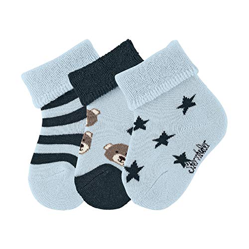 Sterntaler Baby - Jungen Baby- 3er-pack Socken Bären, Blau (Bleu 313), 17/18 von Sterntaler