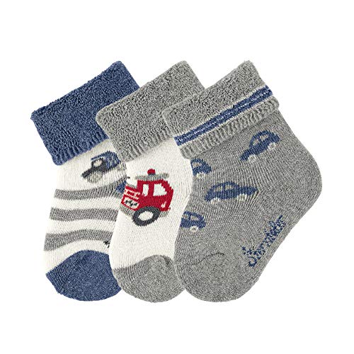 Sterntaler Baby - Jungen Socken Baby-söckchen 3er-pack Fahrz, Silber (Silber Mel. 542), 14 (Herstellergröße: 14) von Sterntaler