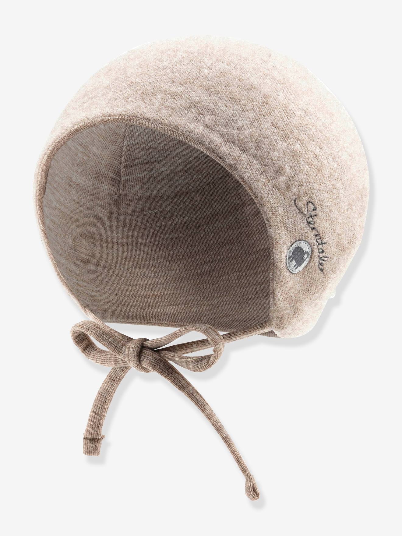 Mütze mit Bindeband aus Merinowolle Kinder Sterntaler sandfarben von Sterntaler