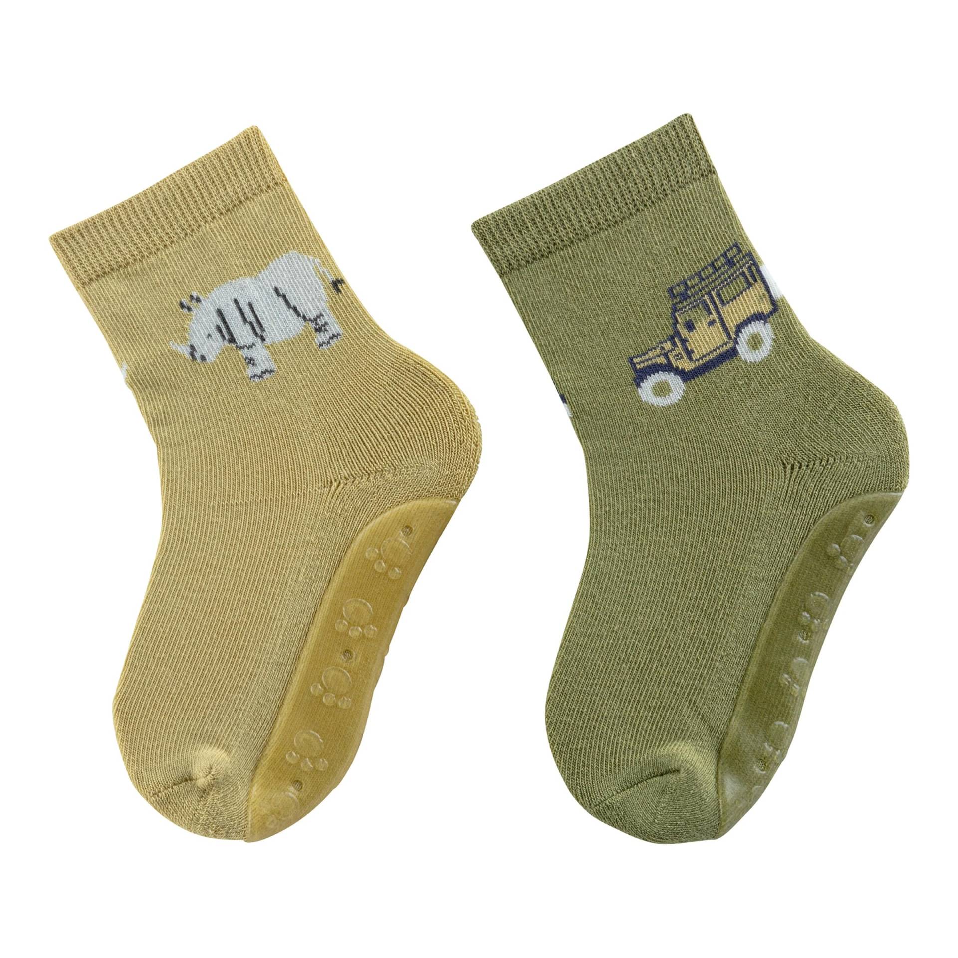 Sterntaler 2er-Pack ABS-Socken Fliesen Flitzer Nashorn Auto von Sterntaler