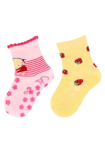 Sterntaler ABS -Krabbelsocken 2er Pack Kind für Mädchen - Babysocken mit Anti -Rutsch -Noppen auf Spann und Sohle - Antirutsch Socken für Babys im Set mit Motiv - rosa, 18 von Sterntaler