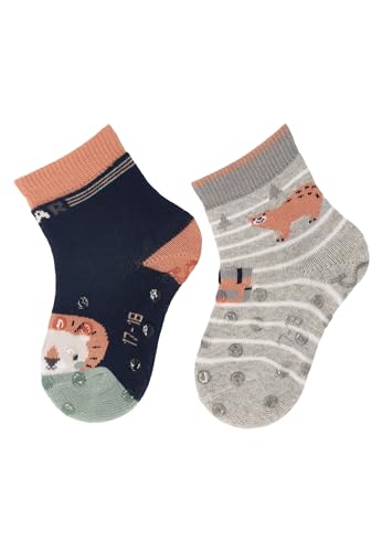 Sterntaler ABS -Krabbelsocken 2er Pack Löwe und Bär für Jungen - Babysocken mit Anti -Rutsch -Noppen auf Spann und Sohle - Antirutsch Socken für Babys im Set mit Motiv - marine, 18 von Sterntaler