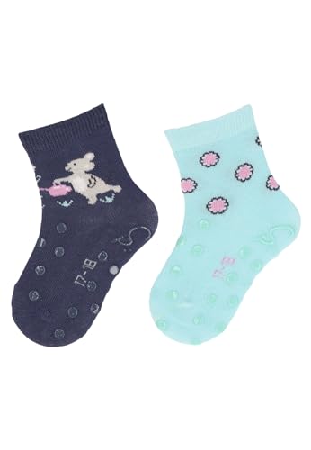 Sterntaler ABS -Krabbelsocken 2er Pack Maus für Mädchen - Babysocken mit Anti -Rutsch -Noppen auf Spann und Sohle - Antirutsch Socken für Babys im Set mit Motiv - blau, 18 von Sterntaler