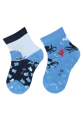 Sterntaler ABS -Krabbelsocken 2er Pack Wal für Jungen - Babysocken mit ABS -Motiv auf Spann und Sohle - Antirutsch Socken für Babys im Set mit Tier Motiv - marine, 20 von Sterntaler