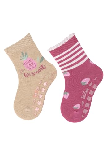 Sterntaler ABS -Socken 2er Pack Obst für Mädchen - Babysocken mit Anti -Rutsch -Noppen auf der Sohle - Antirutsch Socken für Babys im Set mit Motiv - beige melange, 20 von Sterntaler