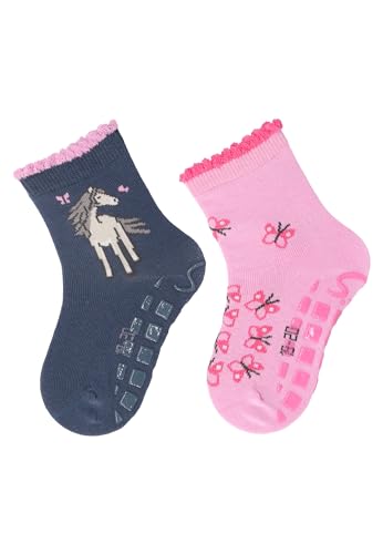 Sterntaler ABS -Socken 2er Pack Pferd für Mädchen - Babysocken mit Anti -Rutsch -Noppen auf der Sohle - Antirutsch Socken für Babys im Set mit Motiv - blau, 20 von Sterntaler