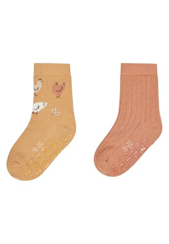 Sterntaler ABS Socken Doppelpack Motiv Hühner und Rippenmuster - Kinder Stoppersocken - ABS-Motiv auf Sohle - Krabbelsöckchen - Baby und Kinderstrümpfe, sand, Größe 18 von Sterntaler