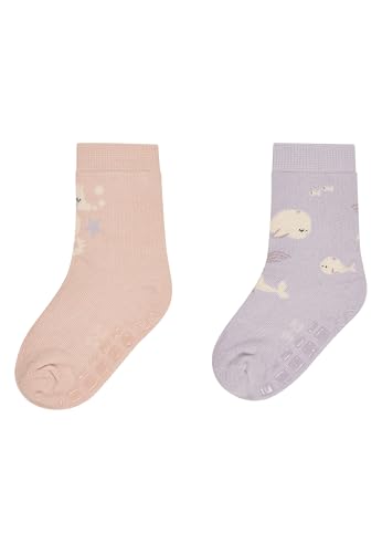 Sterntaler ABS Socken Doppelpack Motiv Seepferd und Fische - Kinder Stoppersocken - ABS-Motiv auf Sohle - Krabbelsöckchen - Baby und Kinderstrümpfe, staubrosa, Größe 18 von Sterntaler