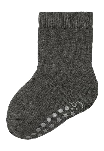 Sterntaler ABS Socken aus Wolle - Kinder Stoppersocken mit Innenfutter - ABS-Motiv auf Sohle - Krabbelsöckchen - Baby und Kinderstrümpfe, dunkelgrau melange, Größe 18 von Sterntaler
