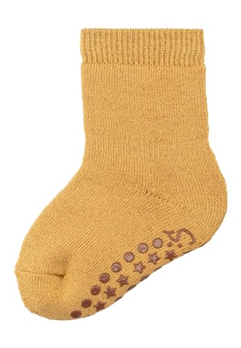Sterntaler ABS Socken aus Wolle - Kinder Stoppersocken mit Innenfutter - ABS-Motiv auf Sohle - Krabbelsöckchen - Baby und Kinderstrümpfe, mattgelb, Größe 18 von Sterntaler