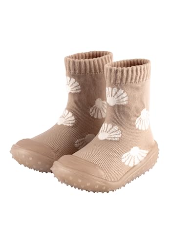 Sterntaler Adventure Socks Muscheln - Baby und Kindersocken mit profilierter Gummisohle - bequeme Sockenschuhe aus schnelltrocknendem Material - Mädchen Indoor Outdoor Schuhe - beige, Größe 20 von Sterntaler
