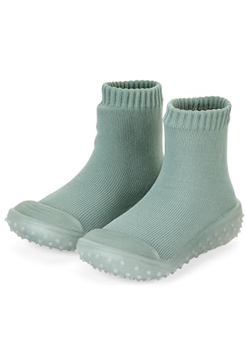 Sterntaler Adventure -Socks uni - Unisex Kindersocken mit transparenter profilierter Gummisohle - Adventure Socks einfarbig - steingrün, 25-26 von Sterntaler