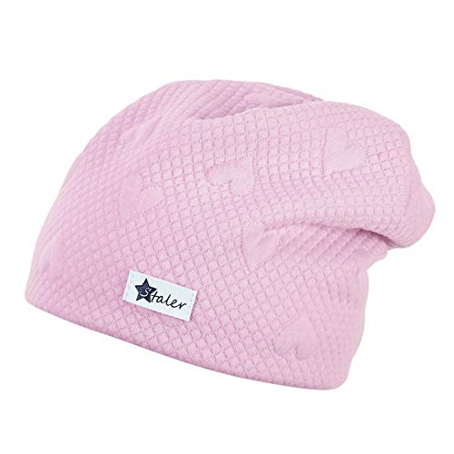 Sterntaler Mädchen Slouch-Beanie mit Karo- und Herzmuster - Zartrosa -39 von Sterntaler