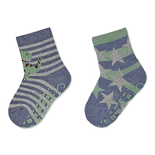 Sterntaler Baby-Jungen ABS-Söckchen DP T-Rex+Sterne Hausschuh-Socken, Tintenblau, 21-22 von Sterntaler