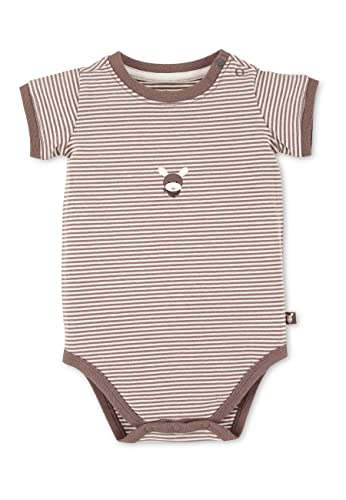 Sterntaler Baby Jungen Baby Body GOTS Emmi Body - Body Baby, Baby Wickelbody - aus geringeltem Jersey mit Esel Print - braun, 62 von Sterntaler