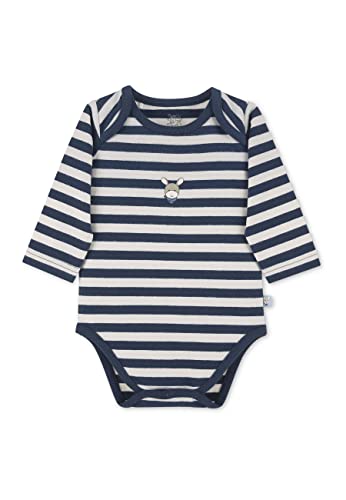 Sterntaler Baby Jungen Baby Body GOTS Langarm Body Emmi - Body Baby, Baby Wickelbody - aus geringeltem Jersey mit Esel Stickerei - marine, 56 von Sterntaler