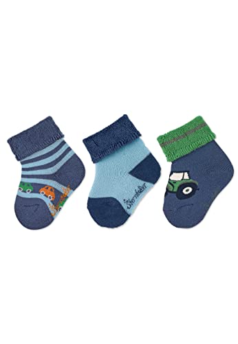 Sterntaler Baby Jungen Baby Socken Baby-Socke 3er Pack Autos - Socken Baby, Babysöckchen - aus Baumwolle mit Vollplüsch (Sohle) - blau, 14 von Sterntaler