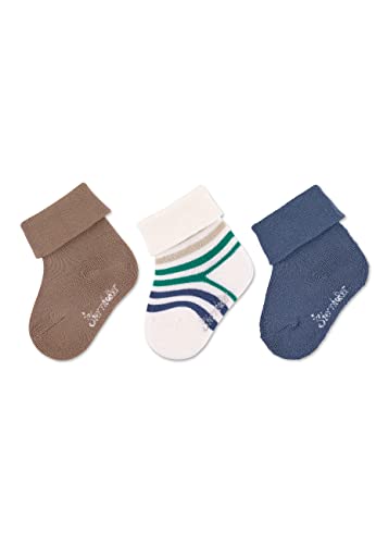 Sterntaler Baby Jungen Baby Socken Baby-Socke 3er Pack uni mit Ringel - Socken Baby - aus Baumwolle mit Vollplüsch (Sohle) - kaffee, 14 von Sterntaler