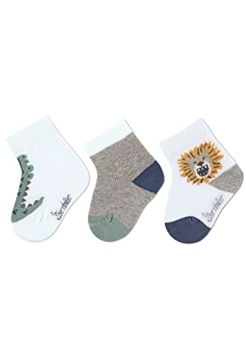 Sterntaler Baby Jungen Baby Socken Baby-Söckchen 3er Pack Krokodil - Socken Baby, Babysöckchen, Babysocken - aus Baumwolle - weiß, 16 von Sterntaler