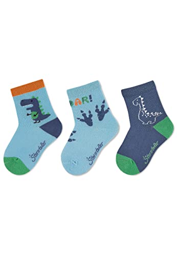 Sterntaler Baby Jungen Baby Socken Söckchen 3er Pack Dino - Socken Baby, Babysöckchen, Babysocken - aus Baumwolle - hellblau, 18 von Sterntaler