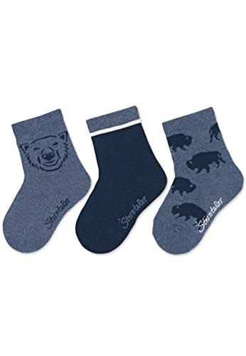 Sterntaler Baby - Jungen Baby Socken Söckchen 3er-pack Bär, Tintenblau, 18 von Sterntaler