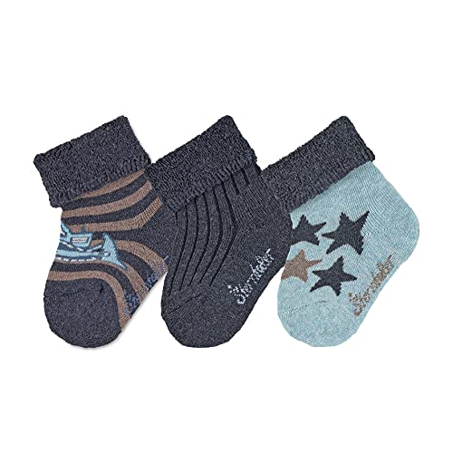 Sterntaler Baby-Jungen Baby-söckchen 3er-pack Bagger Socken, Blau mel., 15-16 von Sterntaler