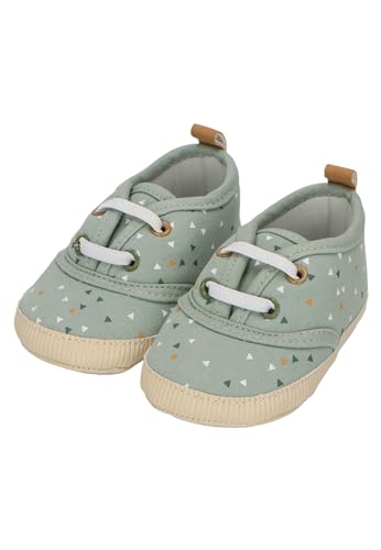 Sterntaler Babyschuh Muster für Jungen aus bedrucktem Canvas mit Kunstleder - Babyschuhe mit elastischen Schnürsenkeln und aufgenähter rutschfester Sternensohle - steingrün, 16 von Sterntaler