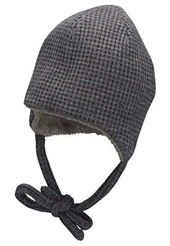 Sterntaler Baby Jungen Beanie Mütze - Waffeloptik, Kinderbeanie aus Viskose mit Bindeband - Rauchgrau, 37 von Sterntaler