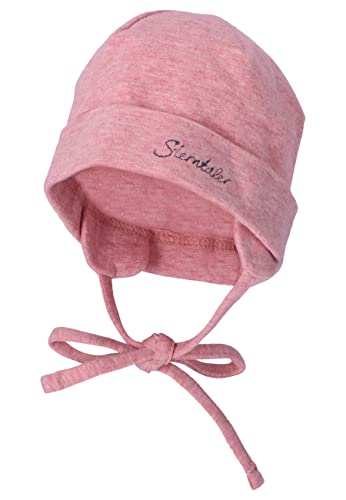 Sterntaler OCS Beanie melange - weiche Beanie Mütze aus Melange Singlejersey (Bio) - Unisex Kopfbedeckung mit Ohrenklappen - Baby und Kinder Übergangsmütze zum Binden - samtrosa, Größe 41 von Sterntaler