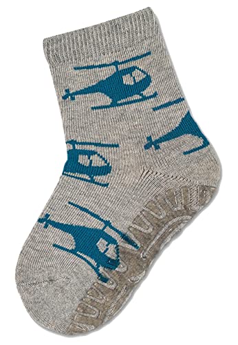 Sterntaler Baby Jungen Fliesen Socken Baby FLI AIR Hubschrauber Strümpfe - Fliesen Rutsch Socken Baby - mit Hubschrauber Motiv - hellgrau meliert, 18 von Sterntaler