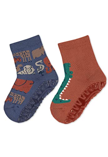 Sterntaler Baby Jungen Fliesen Socken Baby Fli Fli AIR Doppelpack Dschungel - Fliesen Rutsch Socken Baby - aus Baumwolle - blau, 18 von Sterntaler