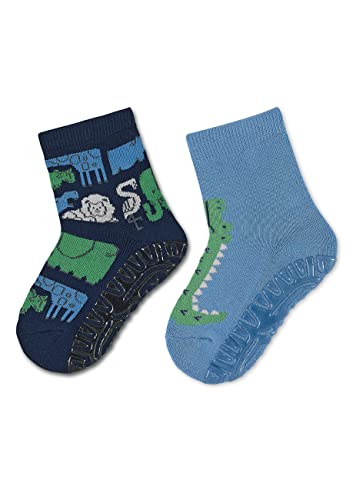 Sterntaler Baby Jungen Fliesen Socken Baby Fli Fli AIR Doppelpack Dschungel - Fliesen Rutsch Socken Baby - aus Baumwolle - marine, 18 von Sterntaler