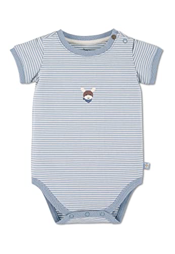 Sterntaler Baby Jungen Baby Body GOTS Emmi Body - Body Baby, Baby Wickelbody - aus geringeltem Jersey mit Esel Print - bleu, 50 von Sterntaler