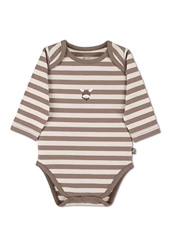 Sterntaler Baby Jungen Baby Body GOTS Langarm Body Emmi - Body Baby, Baby Wickelbody - aus geringeltem Jersey mit Esel Stickerei - braun, 50 von Sterntaler