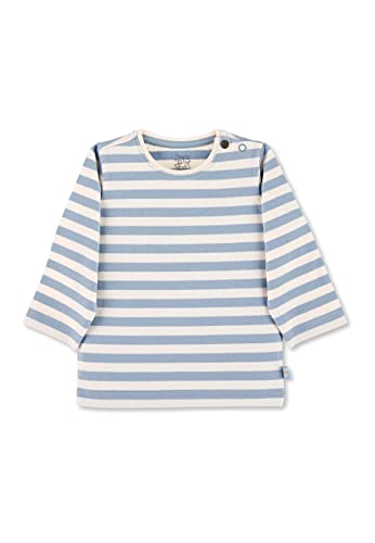 Sterntaler Baby Jungen Langarmshirt Baby GOTS Langarm-Shirt gestreift - Baby Shirt Langarm - mit Esel Stickerei und Knopf - bleu, 56 von Sterntaler