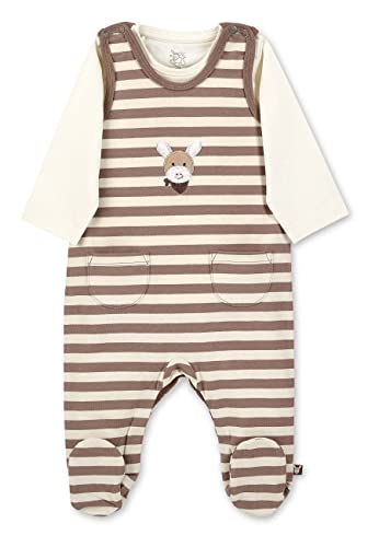 Sterntaler Baby Jungen Strampler GOTS Set Emmi - Strampler Baby, Babystrampler - aus gestreiftem Single Jersey - braun, 68 von Sterntaler