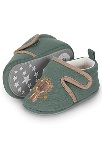 Sterntaler Baby Jungen Krabbelschuhe Baby Babykrabbelschuh Löwe - Krabbelschuhe Baby - mit rutschfester Sternensohle - dunkelgrün, 18 von Sterntaler