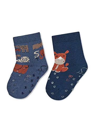 Sterntaler Baby Jungen Krabbelsocken ABS-Krabbelsöckchen Doppelpack Dschungel - Krabbelsocken - aus Baumwolle mit Vollplüsch (Sohle) - blau, 22 von Sterntaler