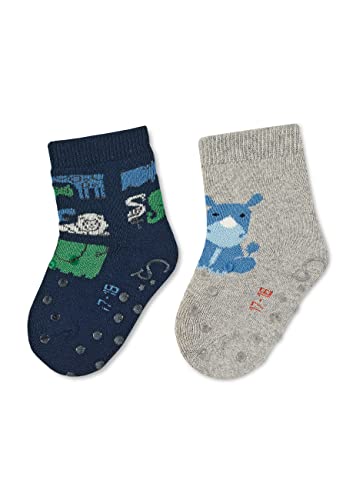 Sterntaler Baby Jungen Krabbelsocken ABS-Krabbelsöckchen Doppelpack Dschungel - Krabbelsocken - aus Baumwolle mit Vollplüsch (Sohle) - marine, 22 von Sterntaler