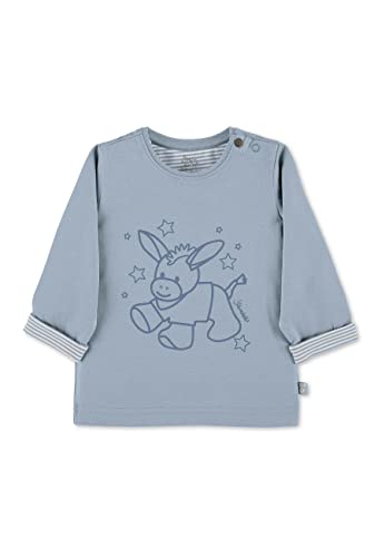 Sterntaler Baby Jungen Langarmshirt Baby GOTS Langarm-Shirt Emmi Druck - Baby Shirt Langarm - mit Esel Druck und Knopf - bleu, 50 von Sterntaler